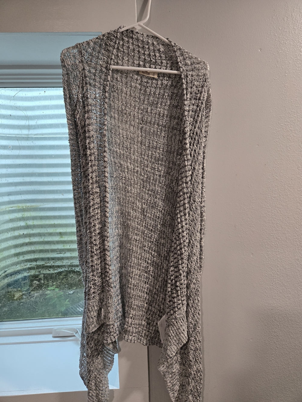 Hollister Heather Gray Open-Front Waffle Knit Drape Cardigan